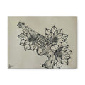 Floral Revolver Canvas Art — Hand-Drawn Gun and Flower Illustration on Matte Stretched Canvas
