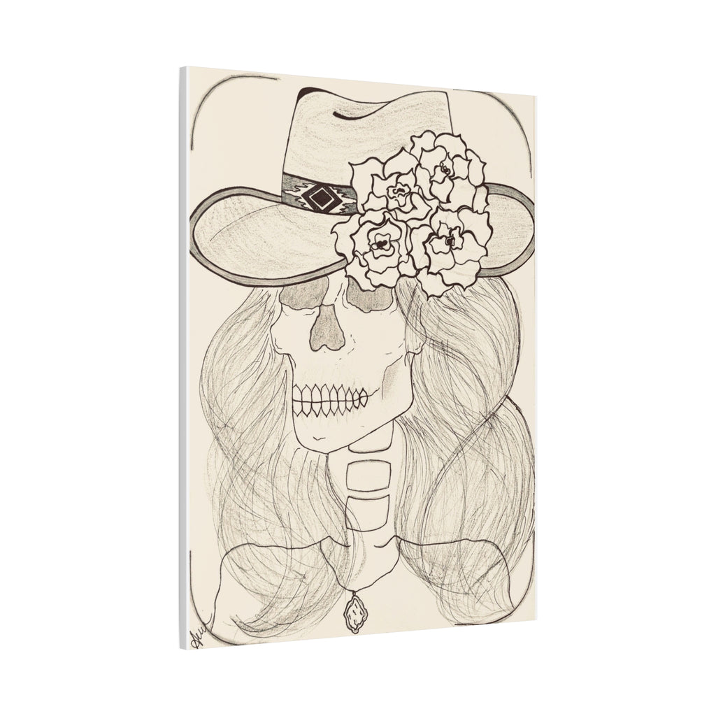 Day of the Dead Cowgirl Skull Canvas Print — Matte Stretched Wall Art