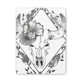 Floral Bull Skull Canvas Print — Black & White Botanical Skull Wall Art