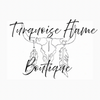 Logo of Turquoise Flame Boutique with a stylized bull head and feathers on a white background.